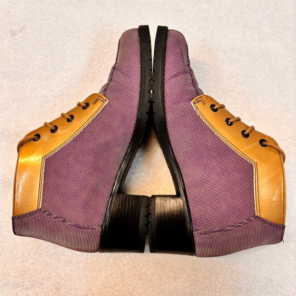 Nicole St. Louis Handcrafted Purple & Tan Two-Tone Lace-Up Booties - Picture 9 of 15